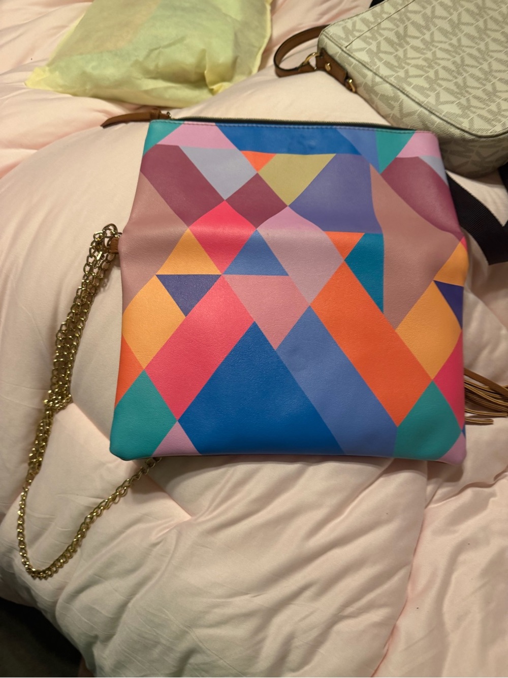 Multicolor Geometric Crossbody Bag - Fashionable Everyday Tote